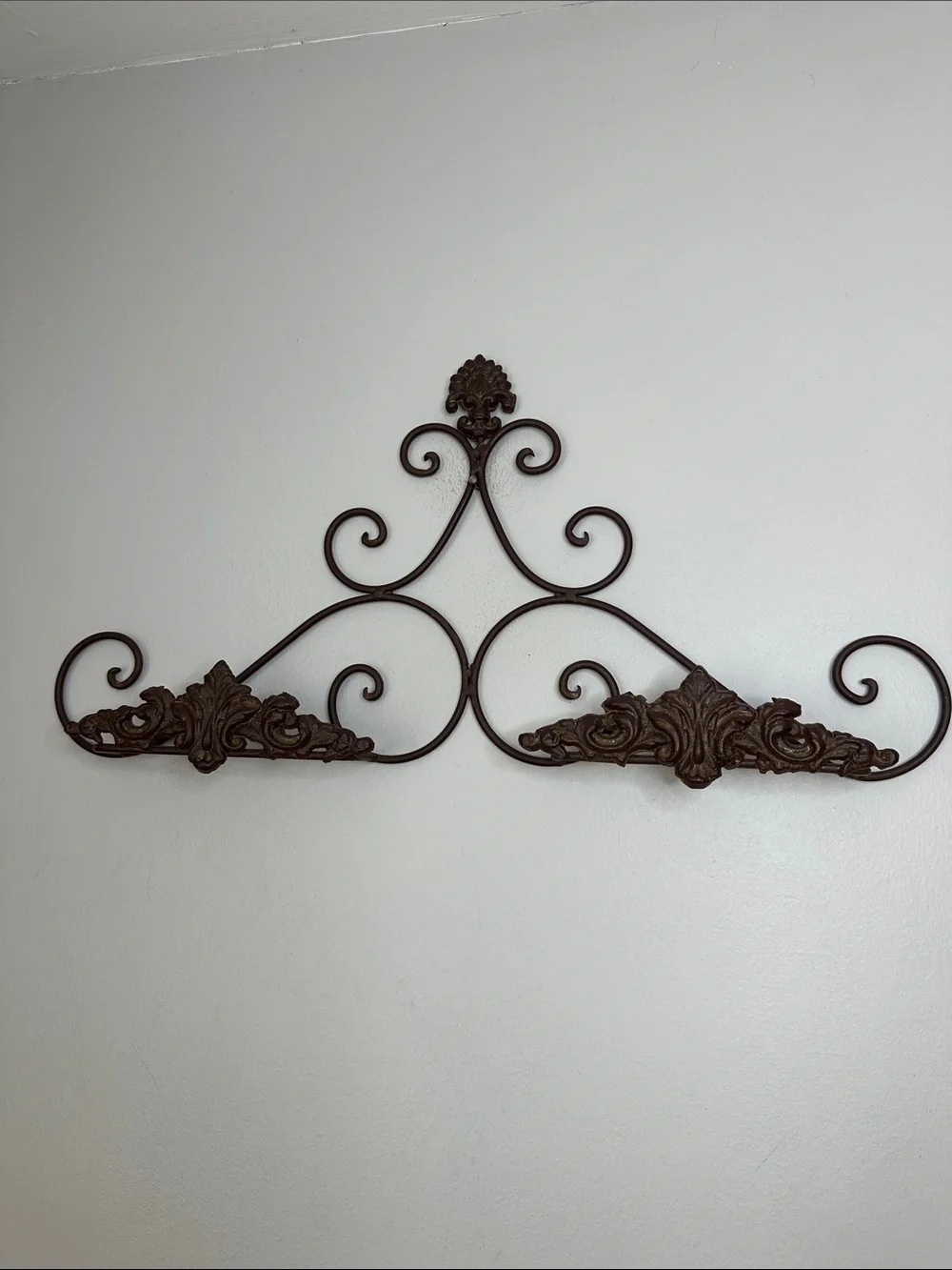 Ornate Scroll Metal Wall Decor - Brown